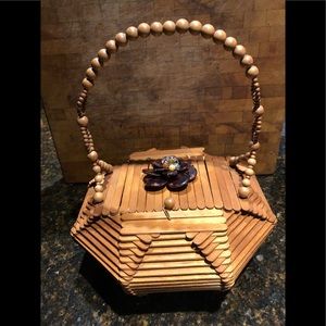 ADORABLE Vintage Popsicle Stick Tramp Art Purse